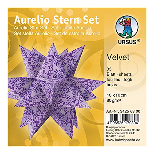 Ursus 34256800 - Faltblätter Aurelio Stern Velvet, lila / rosa, 33 Blatt, aus Papier 80 g/qm, ca. 10 x 10 cm, beidseitig bedruckt, ideal als Weihnachtsdeko Ursus 34256800 - Faltblätter Aurelio Stern Velvet, lila / rosa, 33 Blatt, aus Papier 80 g/qm, ca. 10 x 10 cm, beidseitig bedruckt, ideal als Weihnachtsdeko von Ursus