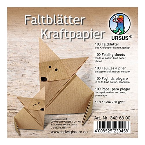 Ursus 3426800 - Faltblätter Kraftpapier, ca. 10 x 10 cm, aus Natron Kraftpapier, 80 g/qm, 100 Blatt, gerippt, für kleine und große Origami Künstler, ideal für kreative Bastelarbeiten Ursus 3426800 - Faltblätter Kraftpapier, ca. 10 x 10 cm, aus Natron Kraftpapier, 80 g/qm, 100 Blatt, gerippt, für kleine und große Origami Künstler, ideal für kreative Bastelarbeiten von Ursus