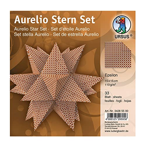 Ursus 34285500 - Faltblätter Aurelio Stern Epsilon, weiß / kupfer, 33 Blatt, aus Shimmer Papier 110 g/qm, ca. 15 x 15 cm, Vorderseite mit Veredelung, ideal als Weihnachtsdeko Ursus 34285500 - Faltblätter Aurelio Stern Epsilon, weiß / kupfer, 33 Blatt, aus Shimmer Papier 110 g/qm, ca. 15 x 15 cm, Vorderseite mit Veredelung, ideal als Weihnachtsdeko von Ursus