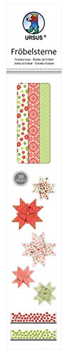 Ursus 34700000 - Papierstreifen für Fröbelsterne, rot / grün, aus hochwertigem Bastelpapier, 60 Streifen in 2 verschiedenen Größen für ca. 15 Sterne, Bastelklassiker zur Weihnachtszeit von Ursus