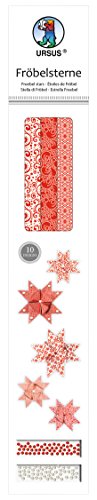 Ursus 34710000 - Papierstreifen für Fröbelsterne, rot, aus hochwertigem Bastelpapier, 60 Streifen in 2 verschiedenen Größen für ca. 15 Sterne, Bastelklassiker zur Weihnachtszeit von Ursus