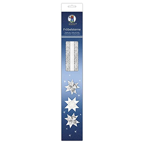 Ursus 34930000F - Papierstreifen für Fröbel-Sterne, silber/weiß, aus hochwertigem Bastel-Papier, 80 Faltstreifen in 2 verschiedenen Designs für 20 Papier-Sterne, inkl. Falt-Anleitung Ursus 34930000F - Papierstreifen für Fröbel-Sterne, silber/weiß, aus hochwertigem Bastel-Papier, 80 Faltstreifen in 2 verschiedenen Designs für 20 Papier-Sterne, inkl. Falt-Anleitung von Ursus