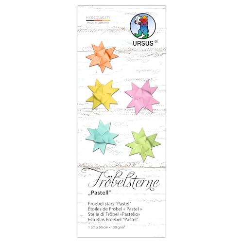 Ursus 3494 00 99 - Fröbelsterne "Pastell", 130 g/m² aus Tonzeichenpapier, 100 Faltstreifen, Größe 1 x 50 cm, Ø 4,3 cm, 5 Farben, mit Bastelanleitung, DIY Bastelpapier zum falten Ursus 3494 00 99 - Fröbelsterne "Pastell", 130 g/m² aus Tonzeichenpapier, 100 Faltstreifen, Größe 1 x 50 cm, Ø 4,3 cm, 5 Farben, mit Bastelanleitung, DIY Bastelpapier zum falten von Ursus