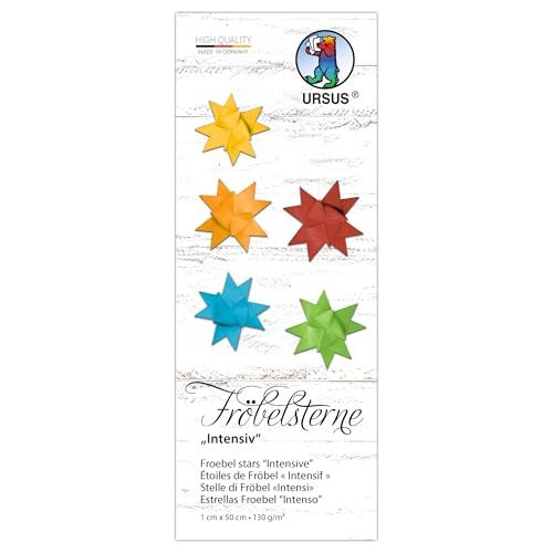 Ursus 3495 00 99 - Fröbelsterne "Intensiv", 130 g/m² aus Tonzeichenpapier, 100 Faltstreifen, Größe 1 x 50 cm, Ø 4,3 cm, 5 Farben, mit Bastelanleitung, DIY Bastelpapier zum falten Ursus 3495 00 99 - Fröbelsterne "Intensiv", 130 g/m² aus Tonzeichenpapier, 100 Faltstreifen, Größe 1 x 50 cm, Ø 4,3 cm, 5 Farben, mit Bastelanleitung, DIY Bastelpapier zum falten von Ursus