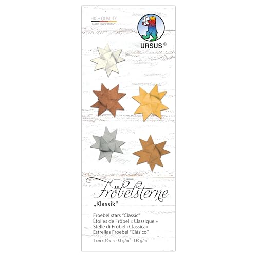 Ursus 3496 00 99 - Fröbelsterne "Klassik", 130 g/m² aus Tonzeichenpapier, 100 Faltstreifen, Größe 1 x 50 cm, Ø 4,3 cm, 5 Farben, mit Bastelanleitung, DIY Bastelpapier zum falten Ursus 3496 00 99 - Fröbelsterne "Klassik", 130 g/m² aus Tonzeichenpapier, 100 Faltstreifen, Größe 1 x 50 cm, Ø 4,3 cm, 5 Farben, mit Bastelanleitung, DIY Bastelpapier zum falten von Ursus