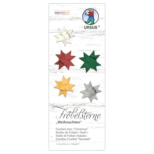 Ursus 3497 00 99 - Fröbelsterne "Weihnachten", 130 g/m² aus Tonzeichenpapier, 100 Faltstreifen, Größe 1 x 50 cm, Ø 4,3 cm, 5 Farben, mit Bastelanleitung, DIY Bastelpapier zum falten Ursus 3497 00 99 - Fröbelsterne "Weihnachten", 130 g/m² aus Tonzeichenpapier, 100 Faltstreifen, Größe 1 x 50 cm, Ø 4,3 cm, 5 Farben, mit Bastelanleitung, DIY Bastelpapier zum falten von Ursus