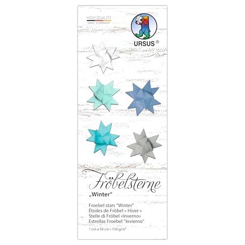 Ursus 3498 00 99 - Fröbelsterne "Winter", 130 g/m² aus Tonzeichenpapier, 100 Faltstreifen, Größe 1 x 50 cm, Ø 4,3 cm, 5 Farben, mit Bastelanleitung, DIY Bastelpapier zum falten Ursus 3498 00 99 - Fröbelsterne "Winter", 130 g/m² aus Tonzeichenpapier, 100 Faltstreifen, Größe 1 x 50 cm, Ø 4,3 cm, 5 Farben, mit Bastelanleitung, DIY Bastelpapier zum falten von Ursus