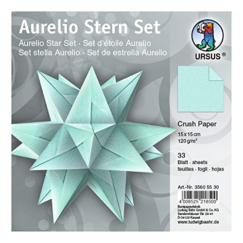 Ursus 35605530 - Faltblätter Aurelio Stern Crush Paper, mint, 33 Blatt, aus Papier 120 g/qm, ca. 15 x 15 cm, beidseitig bedruckt, einseitig mit Metallic Effekt, ideal als Weihnachtsdeko Ursus 35605530 - Faltblätter Aurelio Stern Crush Paper, mint, 33 Blatt, aus Papier 120 g/qm, ca. 15 x 15 cm, beidseitig bedruckt, einseitig mit Metallic Effekt, ideal als Weihnachtsdeko von Ursus