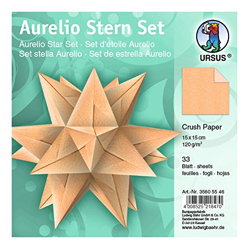 Ursus 35605546 - Faltblätter Aurelio Stern Crush Paper, lachs, 33 Blatt, aus Papier 120 g/qm, ca. 15 x 15 cm, beidseitig bedruckt, einseitig mit Metallic Effekt, ideal als Weihnachtsdeko Ursus 35605546 - Faltblätter Aurelio Stern Crush Paper, lachs, 33 Blatt, aus Papier 120 g/qm, ca. 15 x 15 cm, beidseitig bedruckt, einseitig mit Metallic Effekt, ideal als Weihnachtsdeko von Ursus