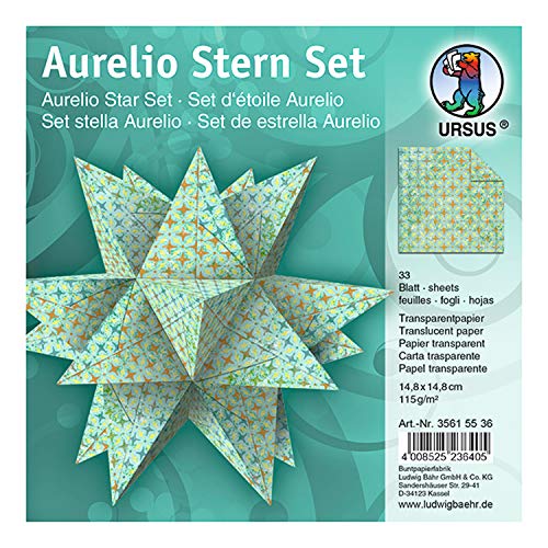 Ursus 35615536 - Faltblätter Aurelio Stern Paradiso, türkis, 33 Blatt, aus Transparentpapier 115 g/qm, ca. 14,8 x 14,8 cm, einseitig bedruckt, ideal als Weihnachtsdeko Ursus 35615536 - Faltblätter Aurelio Stern Paradiso, türkis, 33 Blatt, aus Transparentpapier 115 g/qm, ca. 14,8 x 14,8 cm, einseitig bedruckt, ideal als Weihnachtsdeko von Ursus