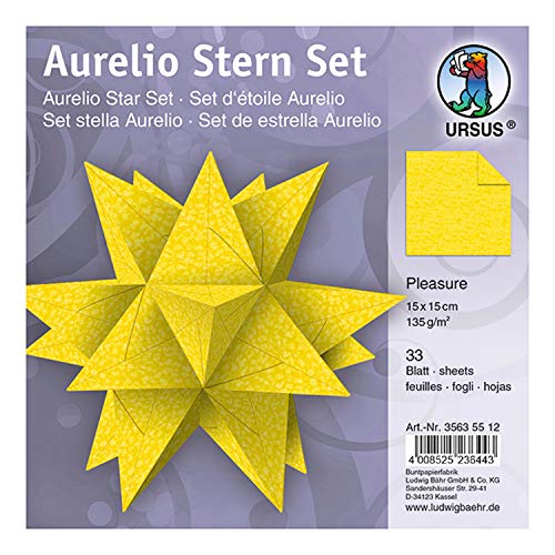 Ursus 35635512 - Faltblätter Aurelio Stern Pleasure, citronengelb, 33 Blatt, aus Papier 135 g/qm, ca. 15 x 15 cm, beidseitig bedruckt, ideal als Weihnachtsdeko Ursus 35635512 - Faltblätter Aurelio Stern Pleasure, citronengelb, 33 Blatt, aus Papier 135 g/qm, ca. 15 x 15 cm, beidseitig bedruckt, ideal als Weihnachtsdeko von Ursus