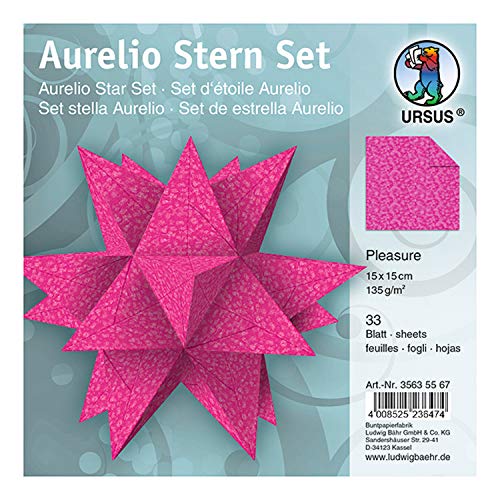 Ursus 35635567 - Faltblätter Aurelio Stern Pleasure, eosin, 33 Blatt, aus Papier 135 g/qm, ca. 15 x 15 cm, beidseitig bedruckt, ideal als Weihnachtsdeko Ursus 35635567 - Faltblätter Aurelio Stern Pleasure, eosin, 33 Blatt, aus Papier 135 g/qm, ca. 15 x 15 cm, beidseitig bedruckt, ideal als Weihnachtsdeko von Ursus