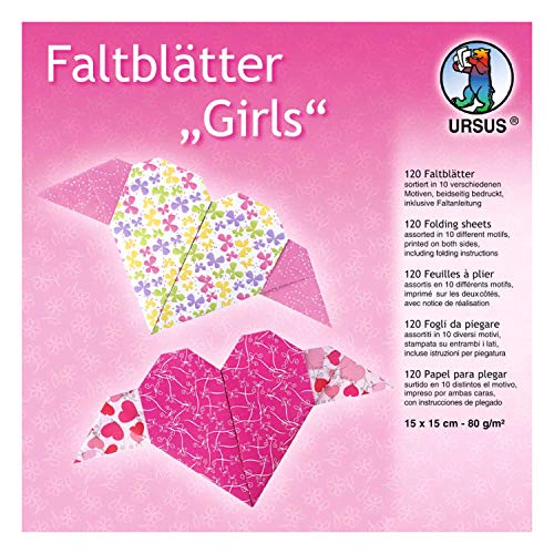 Ursus 38015599F - Faltblätter Girls, 120 Blatt 80 g/qm 15 x 15 cm, in 10 verschiedenen Designs, für kleine und große Origami Künstler, beidseitig bedruckt, inklusive Faltanleitung Ursus 38015599F - Faltblätter Girls, 120 Blatt 80 g/qm 15 x 15 cm, in 10 verschiedenen Designs, für kleine und große Origami Künstler, beidseitig bedruckt, inklusive Faltanleitung von Ursus