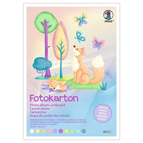 Ursus 3804099 - Fotokarton, Pastell, DIN A3, 300g/qm, 10 Blatt in 10 Farben, durchgefärbt, aus Frischzellulose, lichtbeständig, ideal für kreatives Basteln Ursus 3804099 - Fotokarton, Pastell, DIN A3, 300g/qm, 10 Blatt in 10 Farben, durchgefärbt, aus Frischzellulose, lichtbeständig, ideal für kreatives Basteln von Ursus