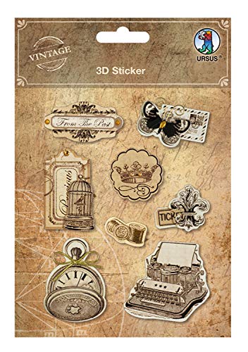 Ursus 40540004 - 3D Sticker Good Times, Vintage Design, verschiedene Motive in dreidimentionaler Optik, selbstklebend, ideal zum Dekorieren von Karten, Scrapbooking und Geschenken von Ursus