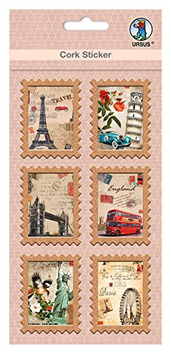 Ursus 41050003 - Kork Sticker, Briefmarke, City Tour, 8 Stück, selbstklebend, lösungsmittel und säurefrei, ideal zum beschriften von Gläsern, Dosen und Geschenken Ursus 41050003 - Kork Sticker, Briefmarke, City Tour, 8 Stück, selbstklebend, lösungsmittel und säurefrei, ideal zum beschriften von Gläsern, Dosen und Geschenken von Ursus