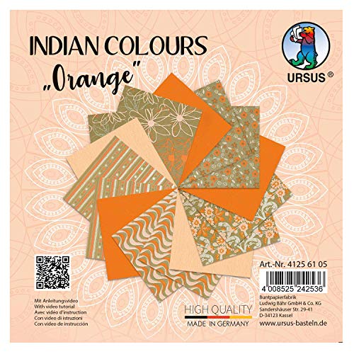 Ursus 41256105 - Indian Colours Orange, mit 10 Naturpapier und 5 Blatt Tonzeichenpapier, einseitig Bedruckt, mit Metall-Effekt und Glitter veredelt Ursus 41256105 - Indian Colours Orange, mit 10 Naturpapier und 5 Blatt Tonzeichenpapier, einseitig Bedruckt, mit Metall-Effekt und Glitter veredelt von Ursus