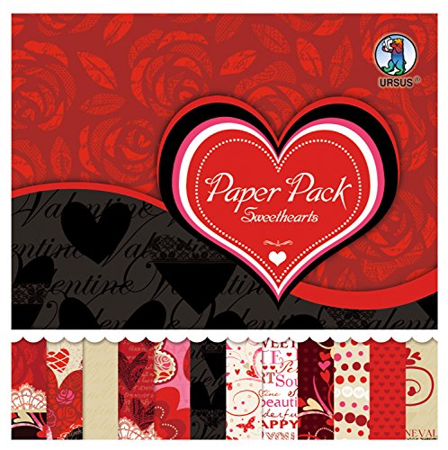 Ursus 41630099 - Paper Pack Sweethearts, ca. 30,5 x 30,5 cm, 3 Die-Cut Sheets und 24 Blatt sortiert in 12 Motiven von Ursus