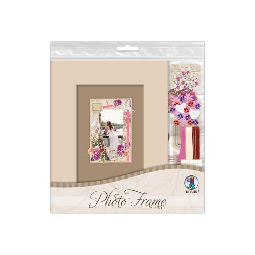 Ursus 42010004 - Photo Frame 10 x 15 cm, Bilderrahmen Motiv 4, Größe 16,4 x 21,4 cm, 2 Blatt Motivpapier, Stanzbogen, Accessoires und Dekobänder zum Verzieren, inkl. Bastelanleitung Ursus 42010004 - Photo Frame 10 x 15 cm, Bilderrahmen Motiv 4, Größe 16,4 x 21,4 cm, 2 Blatt Motivpapier, Stanzbogen, Accessoires und Dekobänder zum Verzieren, inkl. Bastelanleitung von Ursus