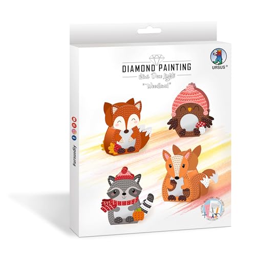 Ursus 4348 00 02F - Diamond Painting Mini Deco Lights "Woodland", Bastelset für Kinder, 4er Set zum kreativen Gestalten und Verzieren, mit Diamantensteinen und Motiven Ursus 4348 00 02F - Diamond Painting Mini Deco Lights "Woodland", Bastelset für Kinder, 4er Set zum kreativen Gestalten und Verzieren, mit Diamantensteinen und Motiven von Ursus