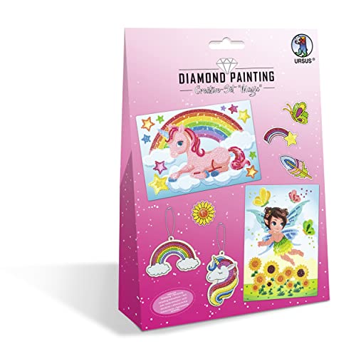 Ursus 43510001 - Diamond Painting Creative Set "Magic", Bastel-Set für Kinder zum kreativen Gestalten von Bildern, Anhängern und Stickern mit Diamanten von Ursus