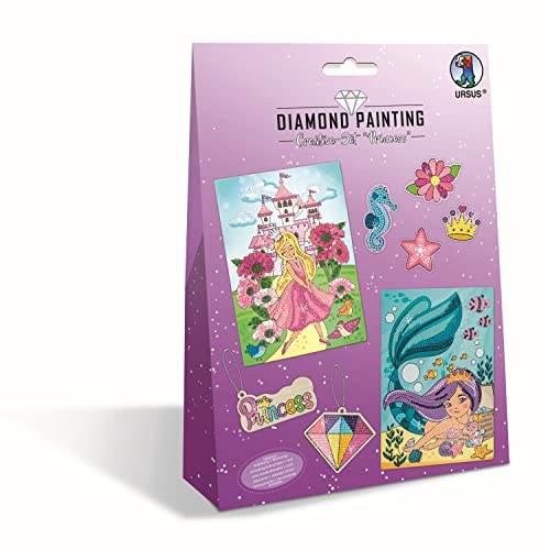 Ursus 43510002 - Diamond Painting Creative Set "Princess", Bastel-Set für Kinder zum kreativen Gestalten von Bildern, Anhängern und Stickern mit Diamanten von Ursus