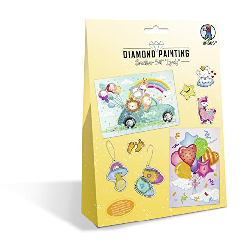 Ursus 43510005 - Diamond Painting Creative Set "Lovely", Bastel-Set für Kinder zum kreativen Gestalten von Bildern, Anhängern und Stickern mit Diamanten von Ursus