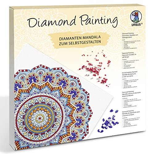 Ursus 43520001F - Diamond Painting Mandala Set 1, Bastelset mit Steinchen in hellblau, rot und gelb, 1 Leinwand 30 x 30 x 1,5 cm Ursus 43520001F - Diamond Painting Mandala Set 1, Bastelset mit Steinchen in hellblau, rot und gelb, 1 Leinwand 30 x 30 x 1,5 cm von Ursus