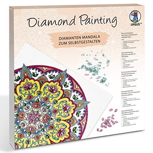 Ursus 43520003F - Diamond Painting Mandala Set 3, Bastelset mit Steinchen in gelb, weiß und rot, 1 Leinwand 30 x 30 x 1,5 cm Ursus 43520003F - Diamond Painting Mandala Set 3, Bastelset mit Steinchen in gelb, weiß und rot, 1 Leinwand 30 x 30 x 1,5 cm von Ursus
