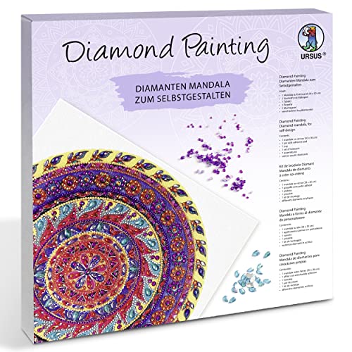 Ursus 43520004F - Diamond Painting Mandala Set 4, Bastelset mit Steinchen in gelb, lila und pink, 1 Leinwand 30 x 30 x 1,5 cm Ursus 43520004F - Diamond Painting Mandala Set 4, Bastelset mit Steinchen in gelb, lila und pink, 1 Leinwand 30 x 30 x 1,5 cm von Ursus