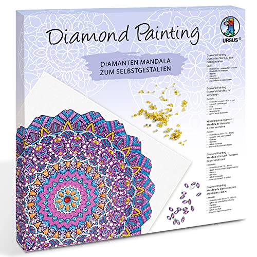 Ursus 43520008F - Diamond Painting Mandala Set 8, Bastelset mit Steinchen in Lila-, Pink- und Blautönen zum Selbstgestalten, ein Leinwand ca. 30 x 30 x 1,5 cm groß von Ursus