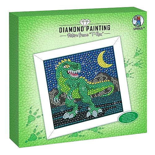 Ursus 43530001F - Diamond Painting Picture, T-Rex, Set mit Acryldiamanten, Picker, Tablett und Wachskleber, inklusive Bastelanleitung von Ursus