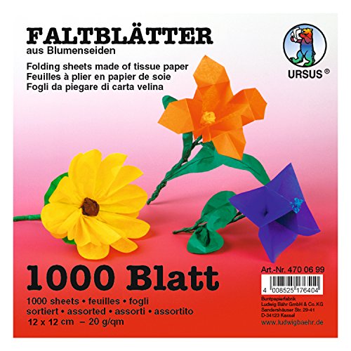Ursus 4700699 - Faltblätter Blumenseide, 1000 Blatt in 10 verschiedenen Farben, ca. 12 x 12 cm, 20 g/qm, durchgefärbt, nicht nassfest, kann abfärben, ideal für kreative Bastelarbeiten Ursus 4700699 - Faltblätter Blumenseide, 1000 Blatt in 10 verschiedenen Farben, ca. 12 x 12 cm, 20 g/qm, durchgefärbt, nicht nassfest, kann abfärben, ideal für kreative Bastelarbeiten von Ursus