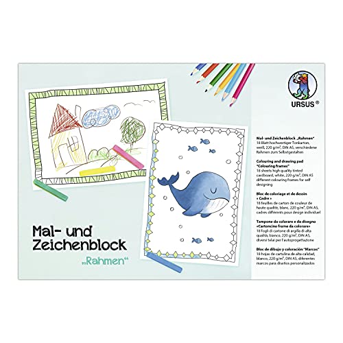 Ursus 4909200F - Mal- & Zeichenblock "Rahmen", Ausmal-Block mit 18 Seiten im DIN A5 Format, bedruckt mit verschiedenen Rahmen zum Selbstgestalten Ursus 4909200F - Mal- & Zeichenblock "Rahmen", Ausmal-Block mit 18 Seiten im DIN A5 Format, bedruckt mit verschiedenen Rahmen zum Selbstgestalten von Ursus