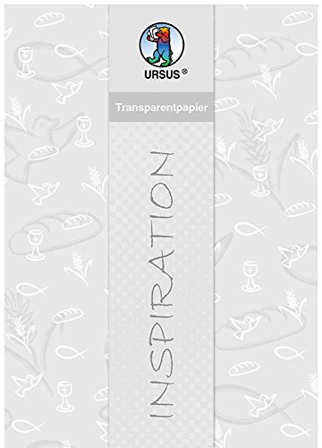 Ursus 50184627 - Transparentpapier White line, christlichen Symbolen, DIN A4, 5 Blatt, 115 g/qm, einseitig bedruckt, ideal zum Basteln Einladungskarten und festlicher Tischdekoration von Ursus