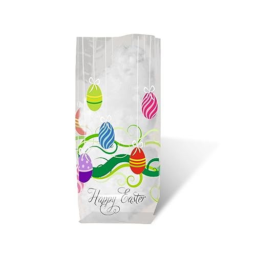 Ursus 5250000 - Geschenk Bodenbeutel, Frohe Ostern, 10 Stück, aus lebensmittelechter Folie, ca. 11,5 x 19 cm, transparent, bedruckt, ideal für kleine Überraschungen von Ursus
