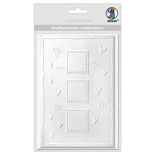 Ursus 55750007 - Grußkartenset Celebration Herzen, 5 Karten mit Kuverts, weiß, ca. 12,5 x 18 cm, zur individuellen Kartengestaltung Ursus 55750007 - Grußkartenset Celebration Herzen, 5 Karten mit Kuverts, weiß, ca. 12,5 x 18 cm, zur individuellen Kartengestaltung von Ursus