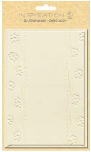 Ursus 55760009 - Grußkartenset Celebration Blütenbordüre, 5 Karten mit Kuverts, creme, ca. 12,5 x 18 cm, zur individuellen Kartengestaltung von Ursus