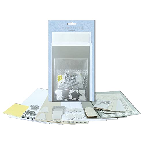Ursus 56100006 - Grußkartenset Greetings Silver, 2 x 2 Kartenformate mit Kuverts, 100 Klebestickern, zur individuellen Kartengestaltung von Ursus
