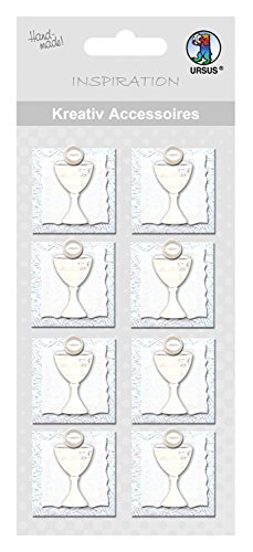 Ursus 564000143 - Kreativ Accessoires, Kelch 1, silber, 8 Stück, selbstklebend, aus verschiedenen hochwertigen Materialien, zum Verzieren und Dekorieren von Scrapbooking, Karten und Geschenke von Ursus