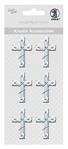 Ursus 564000220 - Kreativ Accessoires, Kreuz 2, silber, 8 Stück, selbstklebend, aus verschiedenen hochwertigen Materialien, zum Dekorieren von Karten und Geschenke Ursus 564000220 - Kreativ Accessoires, Kreuz 2, silber, 8 Stück, selbstklebend, aus verschiedenen hochwertigen Materialien, zum Dekorieren von Karten und Geschenke von Ursus