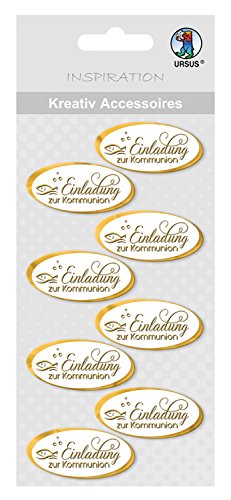 Ursus 564000322 - Kreativ Accessoires, Einladung zur Kommunion, gold, 8 Stück, selbstklebend, aus verschiedenen hochwertigen Materialien, zum Dekorieren von Karten und Geschenke Ursus 564000322 - Kreativ Accessoires, Einladung zur Kommunion, gold, 8 Stück, selbstklebend, aus verschiedenen hochwertigen Materialien, zum Dekorieren von Karten und Geschenke von Ursus