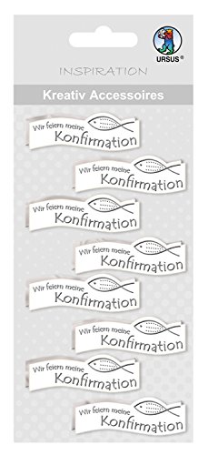 Ursus 564000325 - Kreativ Accessoires, Fisch Wir feiern Konfirmation, silber, 8 Stück, selbstklebend, aus verschiedenen hochwertigen Materialien, zum Dekorieren von Karten und Geschenke Ursus 564000325 - Kreativ Accessoires, Fisch Wir feiern Konfirmation, silber, 8 Stück, selbstklebend, aus verschiedenen hochwertigen Materialien, zum Dekorieren von Karten und Geschenke von Ursus