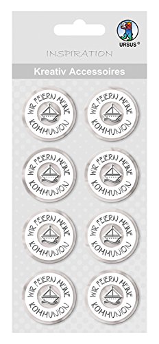Ursus 564000331 - Kreativ Accessoires, Schiff Wir feiern meine Kommunion, silber, 8 Stück, selbstklebend, aus verschiedenen hochwertigen Materialien, zum Dekorieren von Karten und Geschenke Ursus 564000331 - Kreativ Accessoires, Schiff Wir feiern meine Kommunion, silber, 8 Stück, selbstklebend, aus verschiedenen hochwertigen Materialien, zum Dekorieren von Karten und Geschenke von Ursus