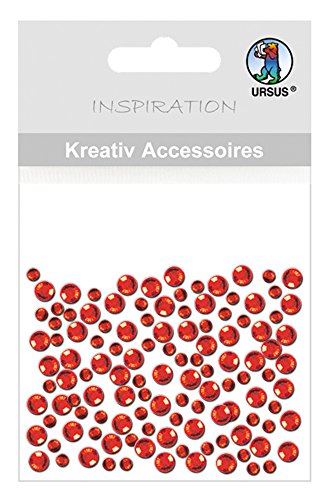 Ursus 56410034 - Kreativ Accessoires Mini Pack, Steine rund, rot, Durchmesser ca. 3- 4 mm, 240 Stück, geeignet zum Dekorieren von Grußkarten, Bilderrahmen und Geschenkboxen von Ursus