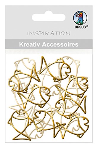 Ursus 56410047 - Kreativ Accessoires Mini Pack, Fische 2, gold, selbstklebend, aus verschiedenen hochwertigen Materialien, geeignet zum Dekorieren von Grußkarten, Bilderrahmen und Geschenkboxen von Ursus