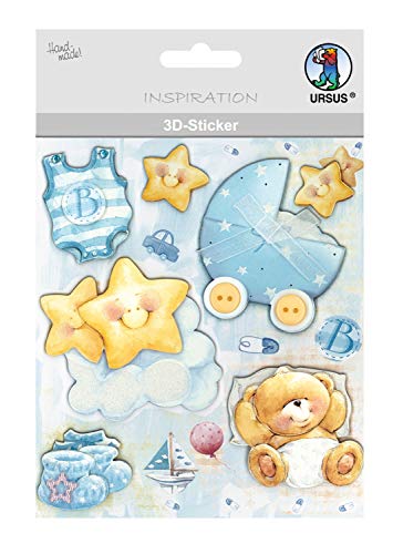Ursus 564200125 - 3D Sticker Baby, bestehend aus mehreren Ebenen, hochwertige Materialien, selbstklebend, ideal zum Verzieren von Grußkarten, Scrapbooking und für andere Bastelarbeiten von Ursus
