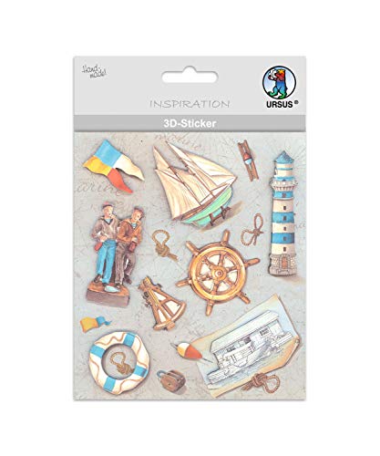 Ursus 56420019 - 3D Sticker, maritimen Motive 1, bestehend aus mehreren Ebenen, aus verschiedenen hochwertigen Materialien, selbstklebend, ideal zum Verzieren von Grußkarten und Geschenken Ursus 56420019 - 3D Sticker, maritimen Motive 1, bestehend aus mehreren Ebenen, aus verschiedenen hochwertigen Materialien, selbstklebend, ideal zum Verzieren von Grußkarten und Geschenken von Ursus