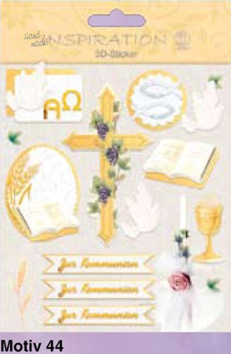 Ursus 56420044 - 3D Sticker, Christliche Symbole, zur Kommunion, bestehend aus mehreren Ebenen, aus verschiedenen hochwertigen Materialien, selbstklebend, zum Verzieren von Grußkarten Ursus 56420044 - 3D Sticker, Christliche Symbole, zur Kommunion, bestehend aus mehreren Ebenen, aus verschiedenen hochwertigen Materialien, selbstklebend, zum Verzieren von Grußkarten von Ursus
