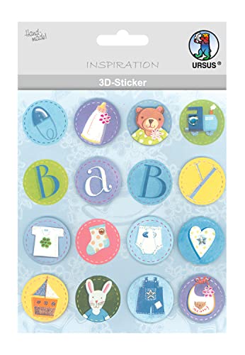Ursus 56420094 - 3D Sticker Baby, bestehend aus mehreren Ebenen, aus verschiedenen hochwertigen Materialien, selbstklebend, ideal zum Verzieren von Grußkarten und Geschenken, Motiv 94 von Ursus